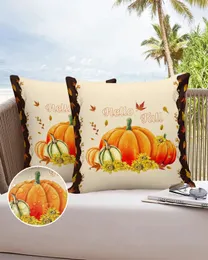 Funda de almohada 2/4PCS Funda de cojín para exteriores Acción de Gracias Otoño Calabaza Hoja de arce Funda de almohada Funda Sofá Coche Decoración del hogar Funda de almohada 231023