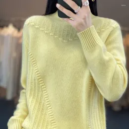 Kadın Sweaters Beliarst 2023 İlkbahar ve Sonbahar Yarım Yüksek Boyun Külot Merino Yün Örtü Üst Düzgün Gevşek Kaşmir Sweater