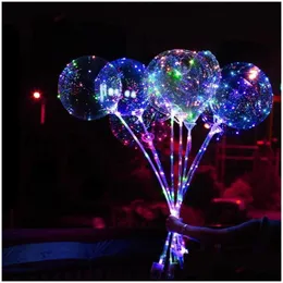 LED 문자열 Bobo Ball Light Line String Balloon DIY 투명한 빛나는 파티 장식 조명 어린이 장난감 선물 드롭 DHF9O