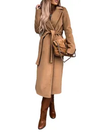 Женское полушерстяное пальто, элегантное шерстяное пальто для женщин, повседневная уличная одежда, модные куртки, однотонные свободные осенне-зимние пальто с отложным воротником 231023