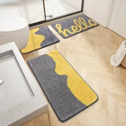 Bath Mats Creative Text Geometry Series Bath Mat Set Non-slip Absorbent Bath Mat High Quality Thickened Shower Room Door Mat Kitchen Mat 231024