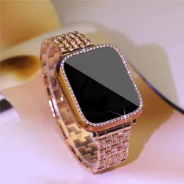 Bling Diamond Metal Bracelet Strap + PC Case for Apple Watchシリーズ8 7 6 5 4 3 2 SE
