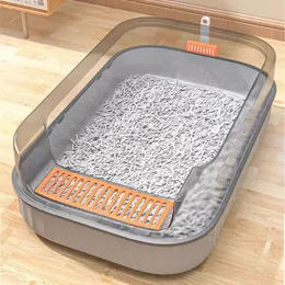 Other Cat Supplies Cat Litter Box Design Semi-enclosed Sandbox Big Space Toilet Prevent Splash Tray Goods For Kittens Big Sand Litter Cat Bedpans 231023