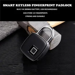 SMART LOCK PORTABLE Electric FingerPrint Keyless Padlock uppladdningsbart anti-stöldlås för hemsäkerhetsdörrskåp Ryggsäck Safe 231023