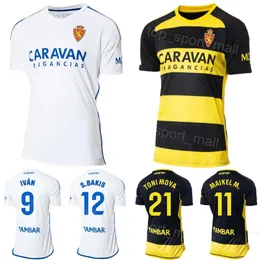 23 24 Club Team Soccer Real Zaragoza Jerseys 11 Mesa 20 Mollejo 7 Valera 3 Silos 9 Azon 21 Moya 18 Gamez 8 Aguado 5 Grau 12 Bakis Football Shirt Kits Black White Uniform