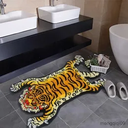 Tapete 3d tigre macio de pelúcia antiderrapante tapete de banho animal tapete sala de estar decoração de casa almofada de cabeceira r231024