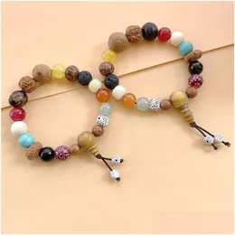 Filo di perline Lingyin Diciotto semi Bodhi Handstring Coppia Duobao Buddha Bracciale con perline Trasmissione in diretta 18 Wen Play Drop Delivery Je Otli8