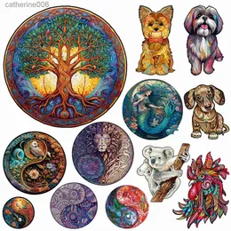 Other Toys Unique Wooden Jigsaw Puzzles For Adults Kids Wooden Puzzle Educational Toys Gifts Wood DIY Crafts Tree of Life Puzzle GamesL231024