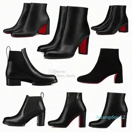 Schuhe Red-Bottoms beliebte trendige Frauen kurze Booties Kleid Ankle Boot Heels Stiefel Luxus Reds Sohlen Ferse Damen Pumps Turela b0eT #