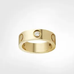 Jako oryginalne logo projektanta grawerować 6 mm AAA+ diamentowy pierścień miłosny 18k złota srebrna róża 316L Pierścionki ze stali nierdzewnej Kobiety Mężczyźni Męs
