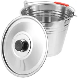 Ta ut containrar Planter Milk Bucket Child Trash Can Outdoor Lid Ice Tub rostfritt stål Multi-ändamål