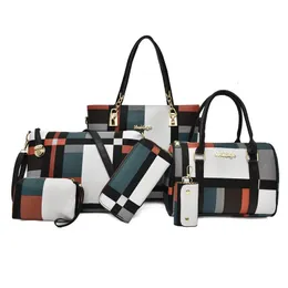 Torby wieczorowe z zestawem torby 6pc moda Pu skórzana torebka torebka Siatka Portfel Messenger Słynna marka 231024