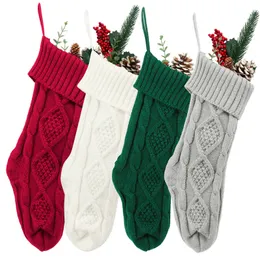 Personalized Knitted Christmas Stocking Gift Bags Knit Socks Decorations Xmas Large 46cm Decorative Socks Durable Fireplace Stocking Hanging Candy Party