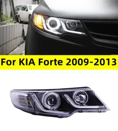 Bilstylingens huvudljus för Kia Forte 2009-2013 Strålkastare Led Angel Eye Daylight Lens Xenon Lamp Signal Strålkastare
