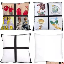 Pillow Case White Diy Sublimation Blanks Nine Panel For Sublimate Printing Christmas Party Home Decoration Drop Delivery Garden Text Dhqss