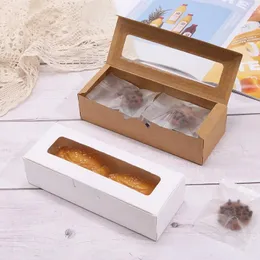 Geschenkverpakking 20st Rechthoekige Kraftdoos Met Doorzichtig Venster Verpakking Snoep Dessert Bakken Voor Bruiloft Verjaardag Doopfeest