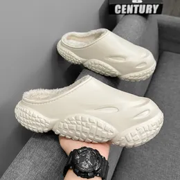 Тапочки Зимние мужские шлепанцы Хлопковые удобные теплые нескользящие плюшевые домашние дизайнерские домашние туфли для спальни уличная мода 231024