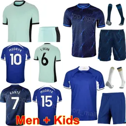 Man Youth FC Soccer 7 Raheem Sterling Jerseys Set 2023-24 Club 1 Robert Sanchez 27 Malo Gusto 25 Moises Caicedo 16 Lesley Ugochukwu 6 Thiago Silva Football Kits QieErXi