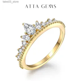 ウェディングリングattagems pear cut 5*3mm au750ソリッド18k 14k 10k女性男性のためのイエローゴールドモイサナイトリング