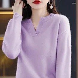 Kadın Sweaters Yün Yuvarlak Yaka Sweater Kadın Vest Bayanlar Örgü Sonbahar Kış Kilsiz V Yastık kazak Koreli Kadın Tops