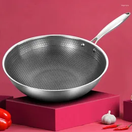 Panelas 32cm de aço inoxidável wok não revestido antiaderente pan gás e fogão de indução