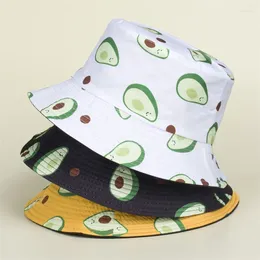 Berets Avocado Print Women's Bucket Hat Fashion Kpop Bob Panama Hats For Men Outdoor Sports Golf Cap Male Summer Casual Sun Caps Women