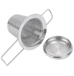 Tekanna te -sil med cap rostfritt stål Loose Leaf Tea Infuser Basket Filter Big With Lid4785229