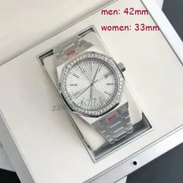 High End Designer Watches Mens i damskie modne zegarek Diamond 42 mm33mm Wysoka jakość stali nierdzewnej Różowe złoto i srebrny pasek luksusowy zegarek