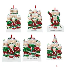 Juldekorationer Personliga harts Ornament Pendant Family Name Blessing Tree Room Drop Delivery Home Garden Festive Party Sup Dhzsu