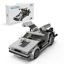 كتل MOC Minifig Scale Delorean من الخلف إلى مستقبل Kit Building Kit 214 Pitch Car Model Brick Toys Higrids Christmas 231024