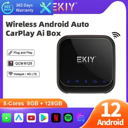 سيارة جديدة Android 12 TV Wireless Carplay AI Box Wireless Android Auto Adapter لـ YouTube Netflix Google Play Store /Sim 4G LTE GPS