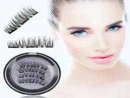 새로운 4pcs Easy Wear 3D No Glue Magnetic Eyelash False 속눈썹 3 자석 전체 스트립 자기 속눈썹 재사용 가능한 가짜 눈 Lashes8608184