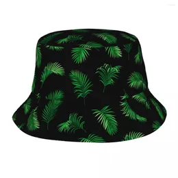 Berets Rua Verão Tropical Palm Folhas Balde Chapéus Adolescente Empacotável Ao Ar Livre Pesca Pescador Cap Headwear