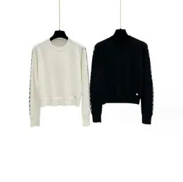 1022 2023 Осенний брендовый женский свитер в одном стиле с длинным рукавом с круглым вырезом, черно-белый пуловер, модная одежда в полоску xue