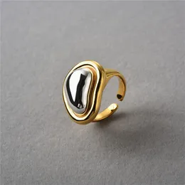 Fashion Niche Geometric Color Matching Open Ring With Unique European and American Trends Light Luxury Charm Jewelry