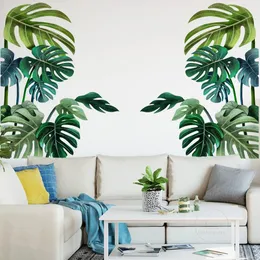 Väggklistermärken stort nordiskt grönt blad för vardagsrum sovrum bakgrund hem dekor konst borttagbar pvc miljövänliga dekaler väggmålningar 231023