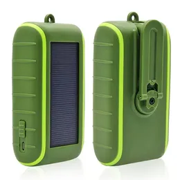 Portable Solar Hand Crank 6000mAh Dual USB Power Bank Outdoor Emergency Phone Charger External Battery