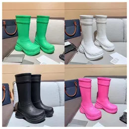 Mulheres Designer Bota Botas Chuva Borracha Inverno Botas Longas Plataforma Tornozelo Slip-On Metade Rosa Preto Verde Focalista Ao Ar Livre Luxo Grosso Sole Botas