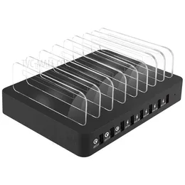 X6S 110W Station Dock Dock Inteligentna inteligentna ładowarka z nawiasem 3 QC3.0 USB + 5 Port USB - US Plug