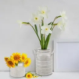 Vase Farmhouse French Flower Bucket Vintage Pastoral Home Decorative Flowers Vase Backet