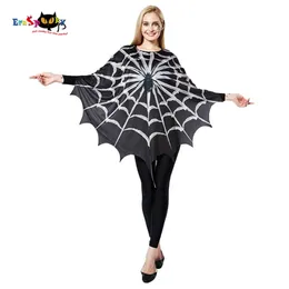 Косплей Eraspooky Black Web, пончо для косплея, костюм на Хэллоуин для женщин, страшный плащ с принтом паука, нарядное платье, косплей