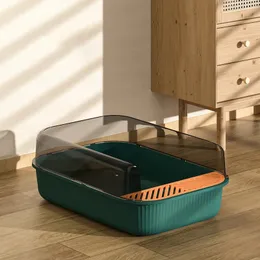 Other Cat Supplies Cat Litter Box Large Capacity Semi-enclosed Sandbox Design Box for Cats Plastic Pet Toilet Anti Splash Tray Big litter Bedpans 231023