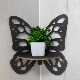 Decorative Figurines Hollow Wooden Butterfly Crystal Shelf Stand Corner Rack Wall Display Storage Essential Oil Holder Rome Decors