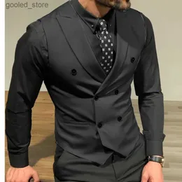 Men's Suits Blazers Sleeveless Men's Suit Vests with Double Breasted Slim Fit Groomsmen Waistcoat for Wedding Business Single One Piece Male Coat Q231025