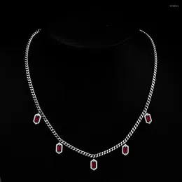 Catene Collana in argento 925 con stella del cielo Collana con colletto di diamanti ad alto tenore di carbonio Luce di lusso 38 3 3 cm Bianco Rosso Disponibile