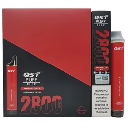QST 퍼프 플렉스 2800 퍼프 e 담배 850mAh 0% 2% 5% 미리 채워진 장치 일회용 vape 승인