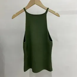 Kvinntankar 2023 Summer Style broderad dekorativ ärmlös Suspender Solid Color Sticked Vest Top for Women