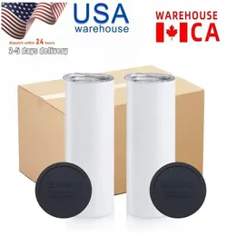 USA: s lager 20oz sublimering Vattenflaskor Rostfritt stål Isolerade bilmuggar Dubbla Walled Thermo Cups redo att skicka 0416