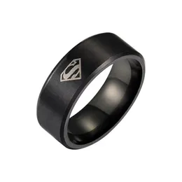 NUEVA moda oro plata negro titanio hombres niño Superman símbolo anillo de acero inoxidable 274H