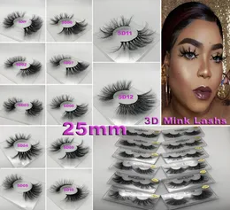 12 stili 5D Capelli visone 25mm Ciglia finte Spesse Lunghe disordinate Croce Eye Lashes Extension Strumenti per il trucco degli occhi9811670